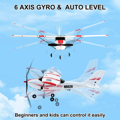 4 Channel RC Plane, Remote Control Airplane Cessna Ready to Fly, Brushless Motor 6-axis Gyro Stabilizer 3 Flight Mode Stunt Flying, Easy Trainer for Beginner & Kid