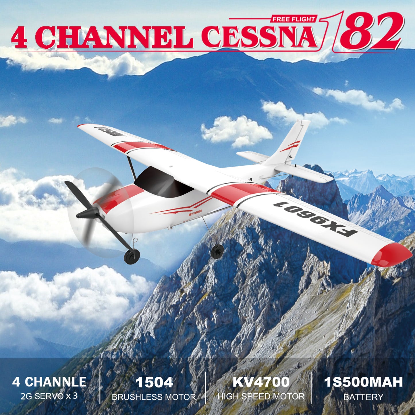 4 Channel RC Plane, Remote Control Airplane Cessna Ready to Fly, Brushless Motor 6-axis Gyro Stabilizer 3 Flight Mode Stunt Flying, Easy Trainer for Beginner & Kid