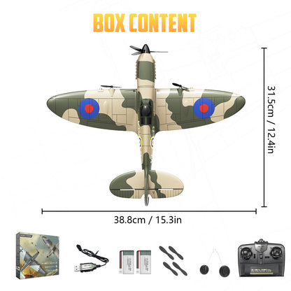 3 Channel RC Plane Spitfire Fighter, Remote Control Warbird Ready to Fly, 2.4GHz 6-axis Gyro Stabilizer, Easy to Fly for Kids & Beginners