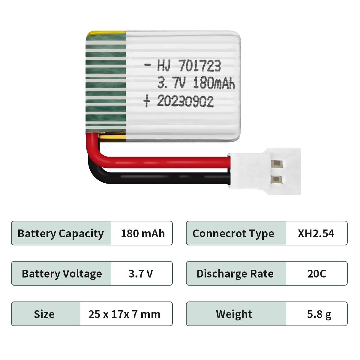 Lipo バッテリー 3.7V 180 mAh、RC モデル &amp; おもちゃ用充電式リチウムポリマーバッテリー