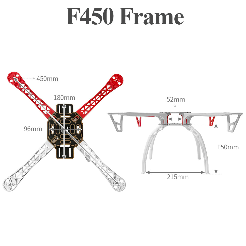 F450-Drohnenbausatz zum Selbstbauen, 4-Achsen-Mehrrotor-Drohne mit 450 mm Radstand (Bausatz D) 