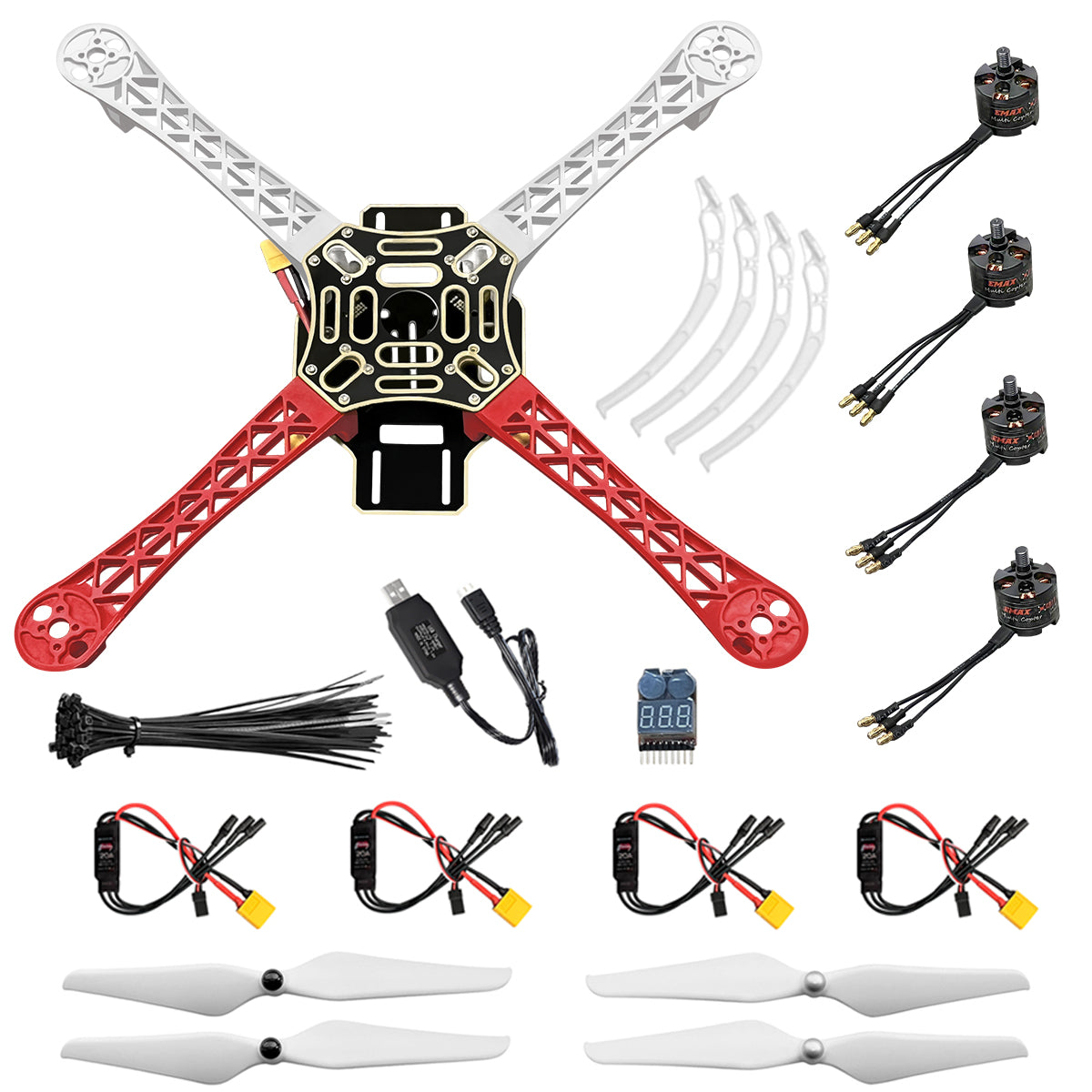 F450-Drohnenbausatz zum Selbstbauen, 4-Achsen-Mehrrotor-Drohne mit 450 mm Radstand (Bausatz D) 