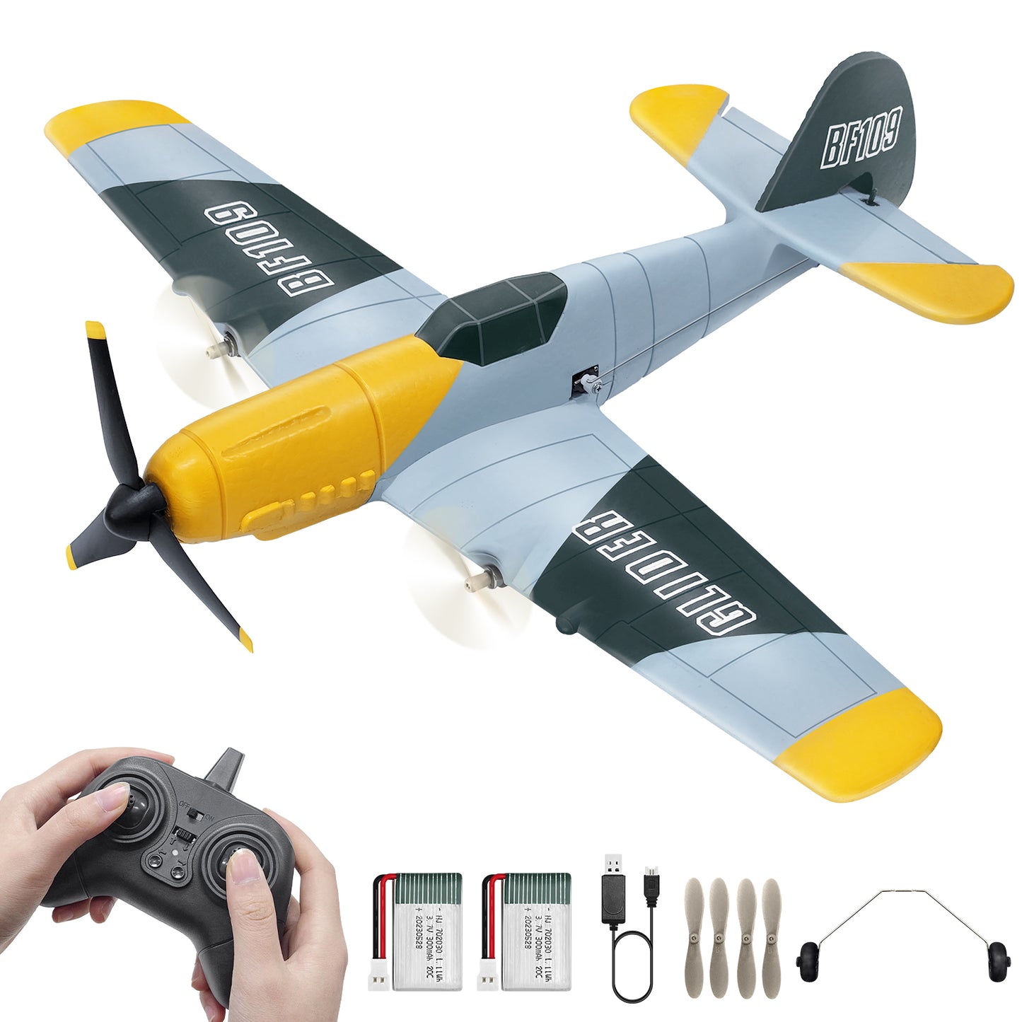 3 Channel RC Plane BF-109, Remote Control Airplane Ready to Fly, 2.4GHz 6-axis Gyro Stabilizer, Easy to Fly for Kids & Beginners