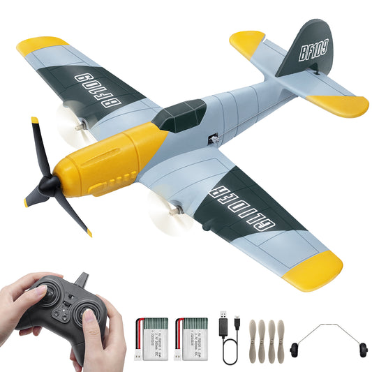 3 Channel RC Plane BF-109, Remote Control Airplane Ready to Fly, 2.4GHz 6-axis Gyro Stabilizer, Easy to Fly for Kids & Beginners