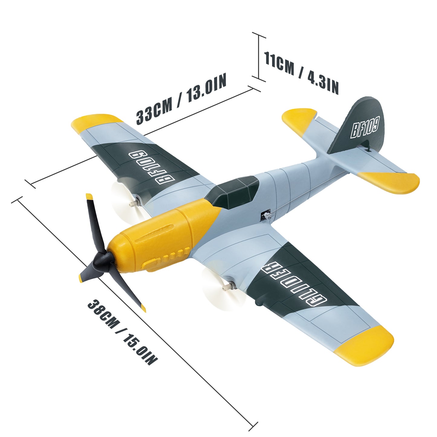 3 Channel RC Plane BF-109, Remote Control Airplane Ready to Fly, 2.4GHz 6-axis Gyro Stabilizer, Easy to Fly for Kids & Beginners