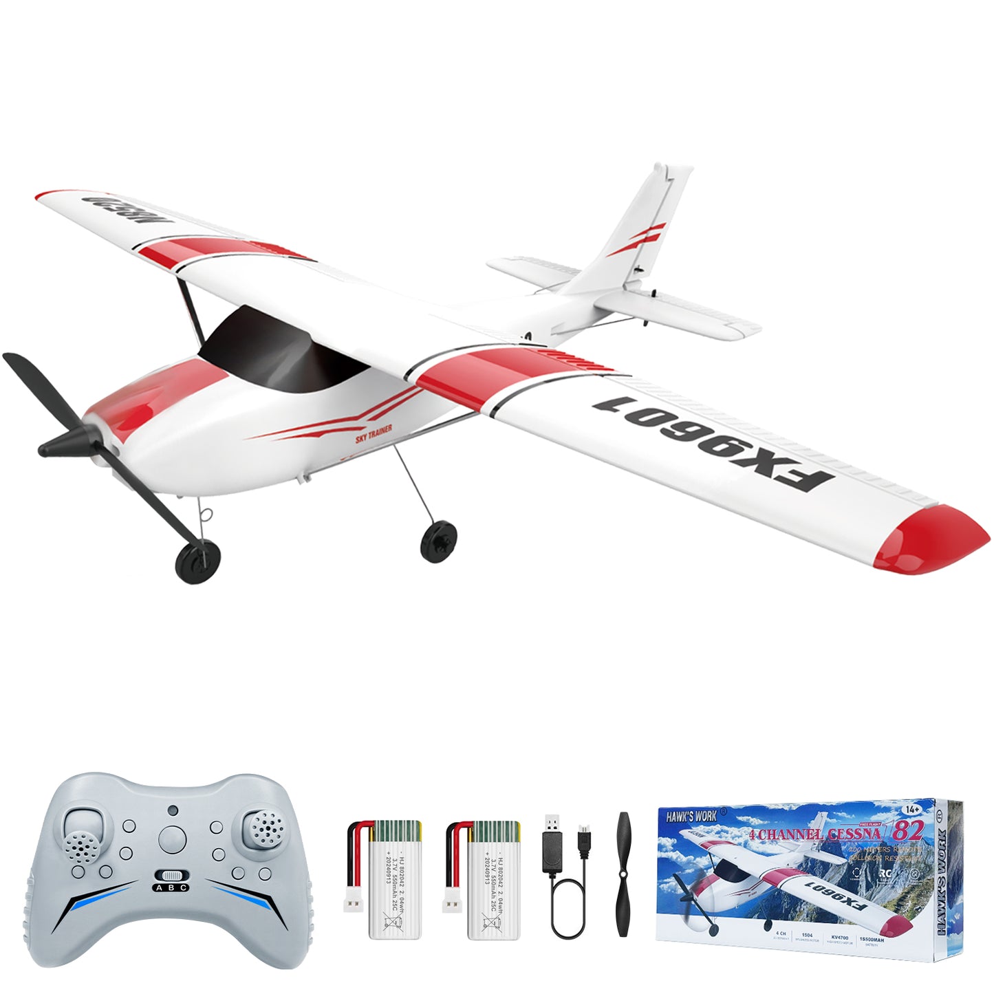 4 Channel RC Plane, Remote Control Airplane Cessna Ready to Fly, Brushless Motor 6-axis Gyro Stabilizer 3 Flight Mode Stunt Flying, Easy Trainer for Beginner & Kid