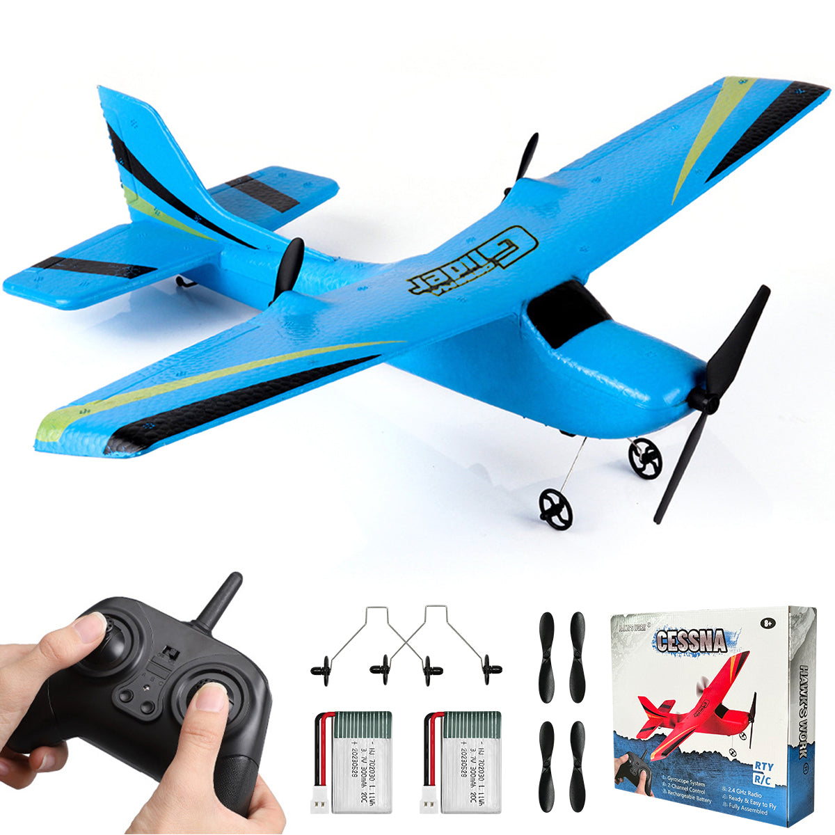 RC セスナ、2 チャンネル 2.4 GHz リモートコントロール飛行機、子供と初心者向けの簡単に飛ばせるグライダー (レッド) 