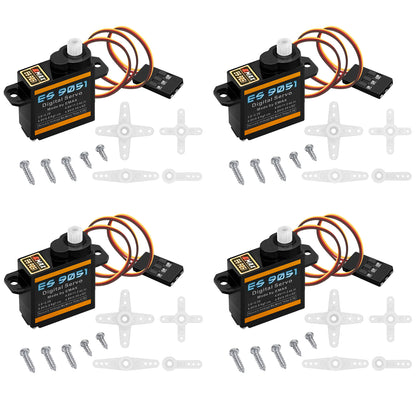 4.8G Servo, Micro Digital Servo for Robot Arm RC Plane Helicopter Car Boat, Coreless Motor Mini Servo for STEM & Raspberry Pi Project (Emax ES 9051 II)