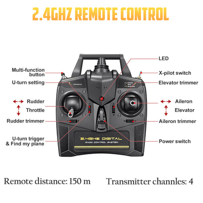 RC Plane P-51D Mustang 500mm, 4 Channel Remote Control Warbird RTF, Brushless Motor 6-axis Gyro 3 Flight Modes, Easy to Fly for Beginners Boys & Adults